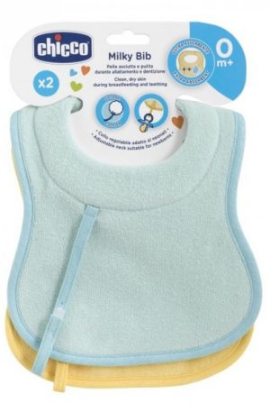 CHICCO előke frottír cumitartó pánttal 2db-os Készleten