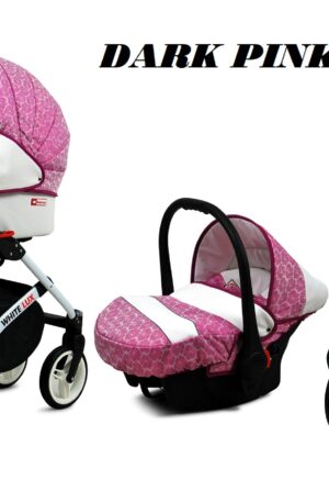TAVASZI AKCIÓ!! MULTIFUNKCIÓS BABAKOCSI BABYLUX White Lux DARK PINK; KÉSZLETEN, AZONNAL ELVIHETŐ!!