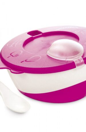 Canpol babies Műanyag tálacska kanállal 9hó+ - Pink