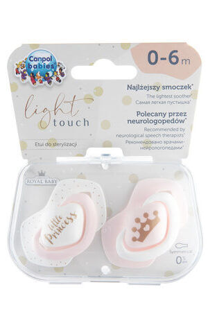 Canpol Babies nyugtató cumi Royal Baby 2db. szilikon, anatómiai 0-6 hó, rózsaszín (22/650_pink)