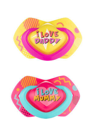 Canpol babies nyugtató cumi Neon Love 2db. szilikon, anatómiai B 18 rózsaszín