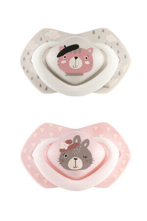 Canpol babies nyugtató cumi Bonjour Paris 2db. szilikon, anatómiai A 6-18 hó rózsaszín