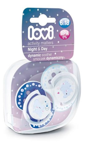 Lovi Dinamikus nyugtató cumi Night&Day Fiú Elefánt 6-18hó 2db Készleten