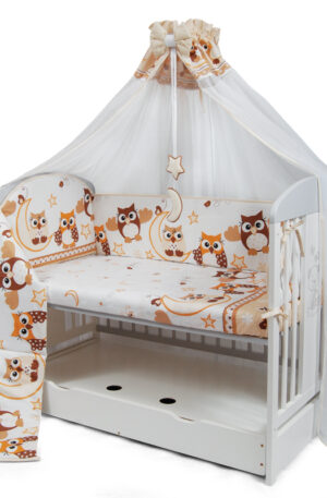 Tomi 6 részes babaágynemű szett baglyos, KÉSZLETEN, AZONNAL ELVIHETŐ