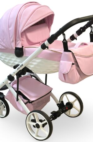 ÚJDONSÁG!! 3in1 babakocsi Babycruiser CROSS PINK-FEHÉR; FEHÉR VÁZZAL