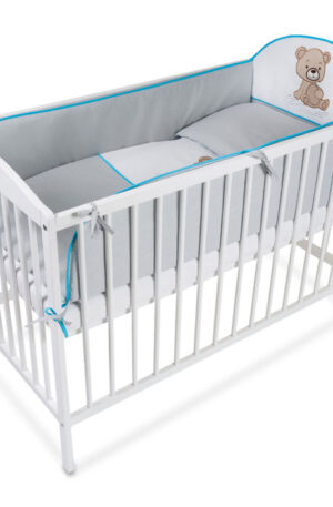 TOMI 4 RÉSZES ÁGYNEMŰ HUZAT, HÍMZETT SZÜRKE MACIS, FIÚS, KÉSZLETEN, AZONNAL ELVIHETŐ!